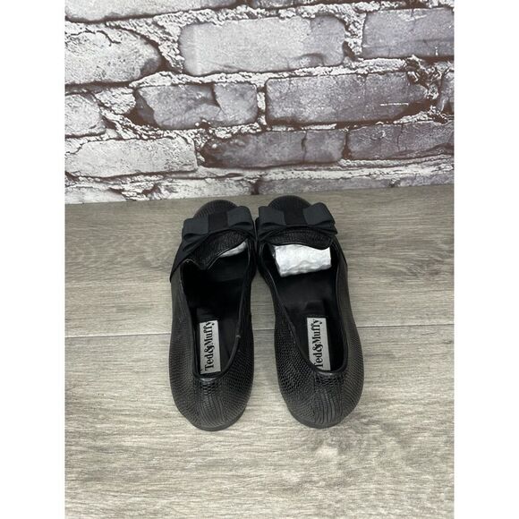 Ted & Muffy Black Leather Bow Slip On Heel Pump Shoes Women’s Sz 36EU/6M US - Picture 5 of 16